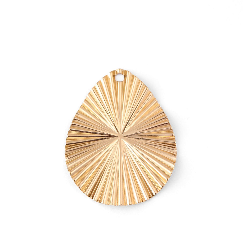 Gold Teardrop Charm – 18K Gold Stainless Steel Sunburst Pendant Accent Piece - charm | Sunflower Soul Boutique