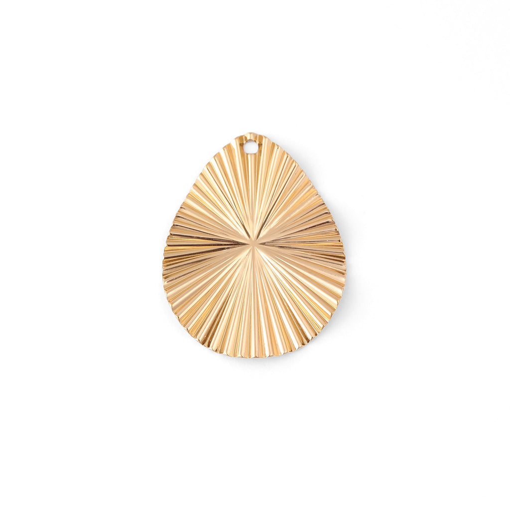 Gold Teardrop Charm – 18K Gold Stainless Steel Sunburst Pendant Accent Piece - charm | Sunflower Soul Boutique