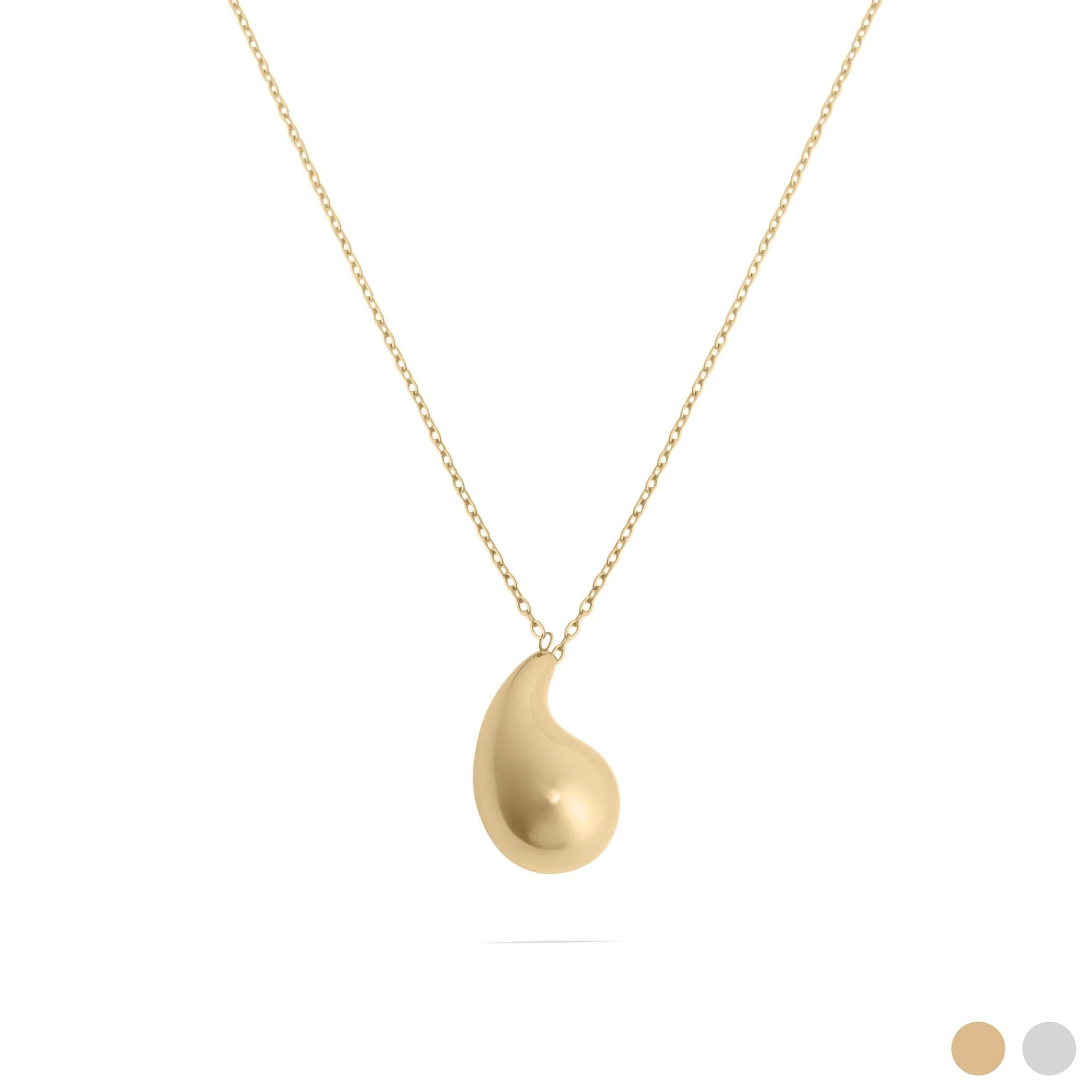 Gold Teardrop Necklace – 18K PVD Gold Jewelry | Stainless Steel Pendant Charm - Necklaces | Sunflower Soul Boutique