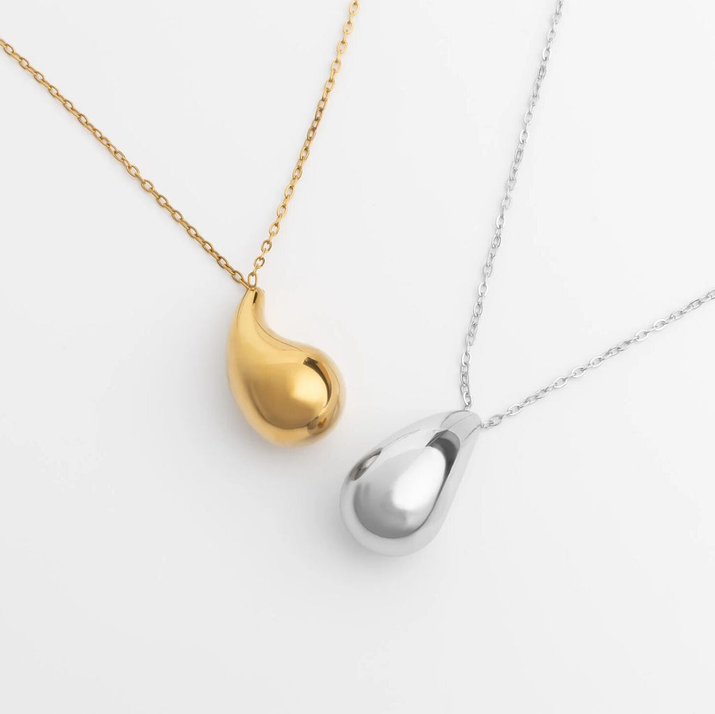 Gold Teardrop Necklace – 18K PVD Gold Jewelry | Stainless Steel Pendant Charm - Necklaces | Sunflower Soul Boutique