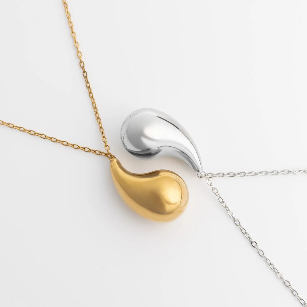 Gold Teardrop Necklace – 18K PVD Gold Jewelry | Stainless Steel Pendant Charm - Necklaces | Sunflower Soul Boutique