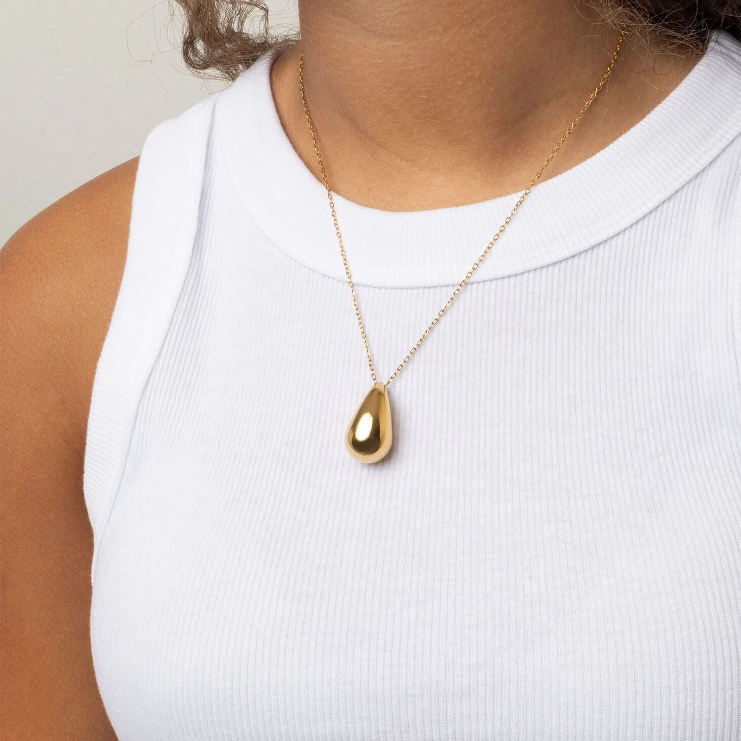 Gold Teardrop Necklace – 18K PVD Gold Jewelry | Stainless Steel Pendant Charm - Necklaces | Sunflower Soul Boutique
