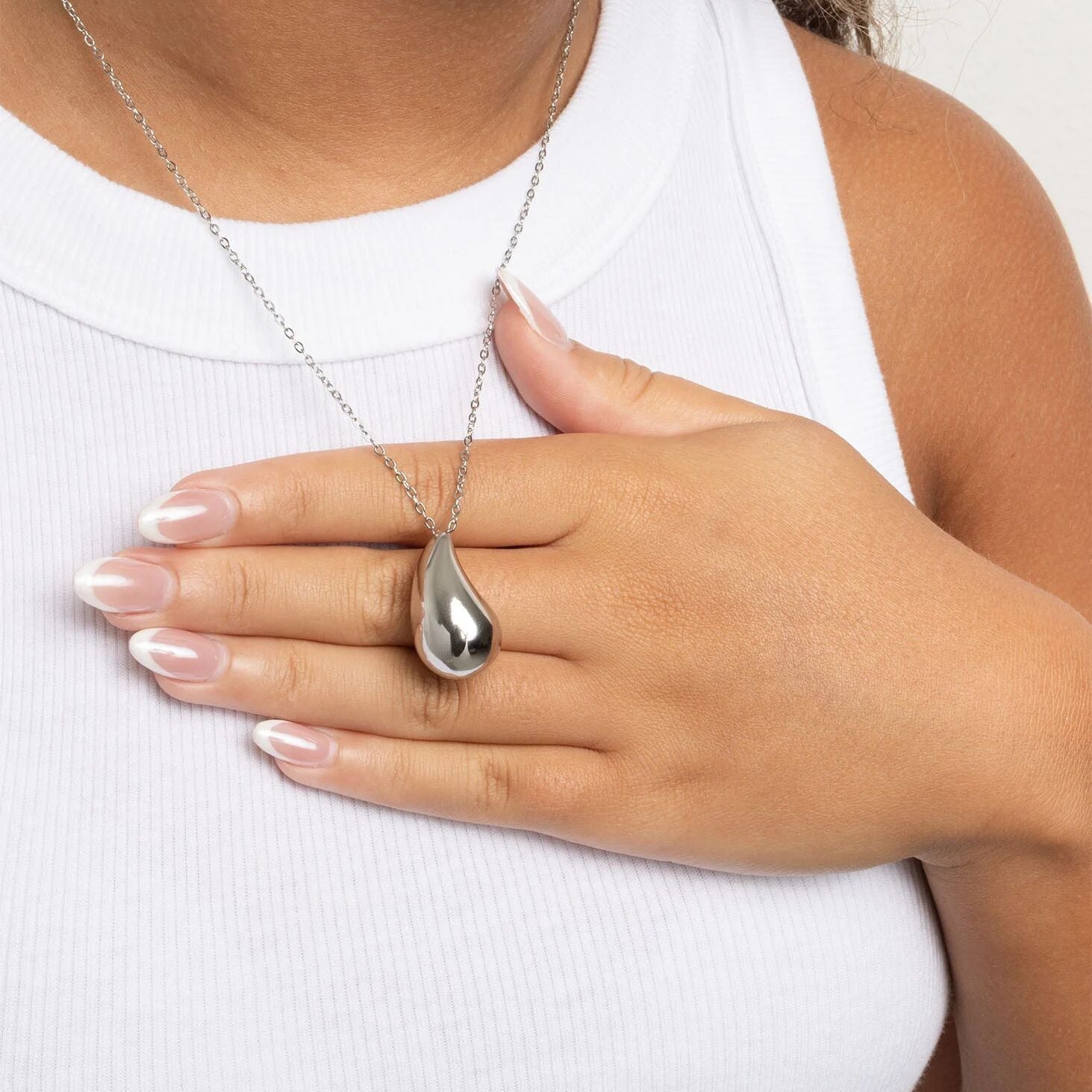 Gold Teardrop Necklace – 18K PVD Gold Jewelry | Stainless Steel Pendant Charm - Necklaces | Sunflower Soul Boutique