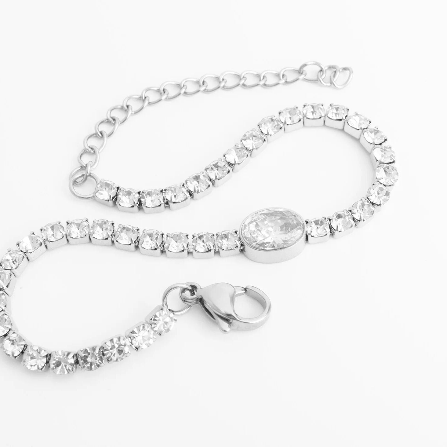 Gold Tennis Bracelet – 18K Gold Jewelry Oval Stone Stainless Steel Bracelet - Bracelets | Sunflower Soul Boutique
