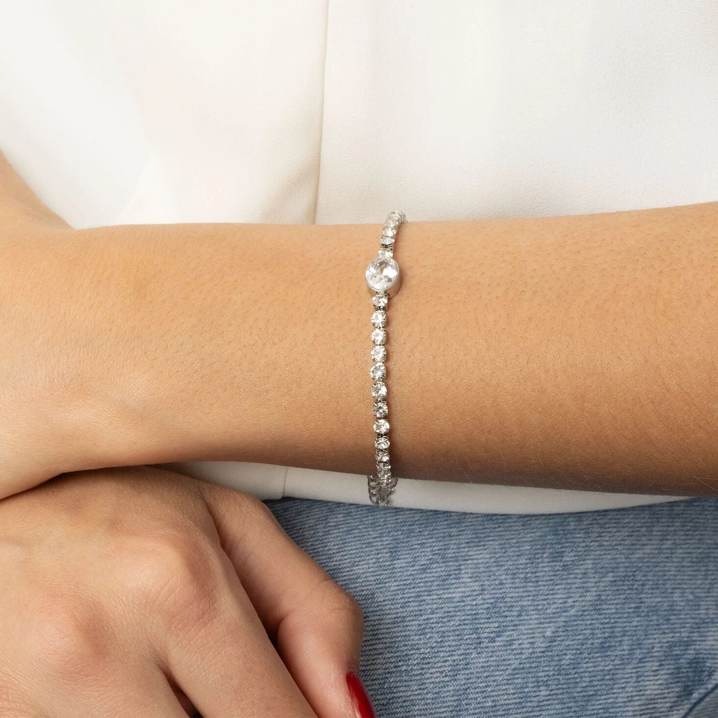 Gold Tennis Bracelet – 18K Gold Jewelry Oval Stone Stainless Steel Bracelet - Bracelets | Sunflower Soul Boutique