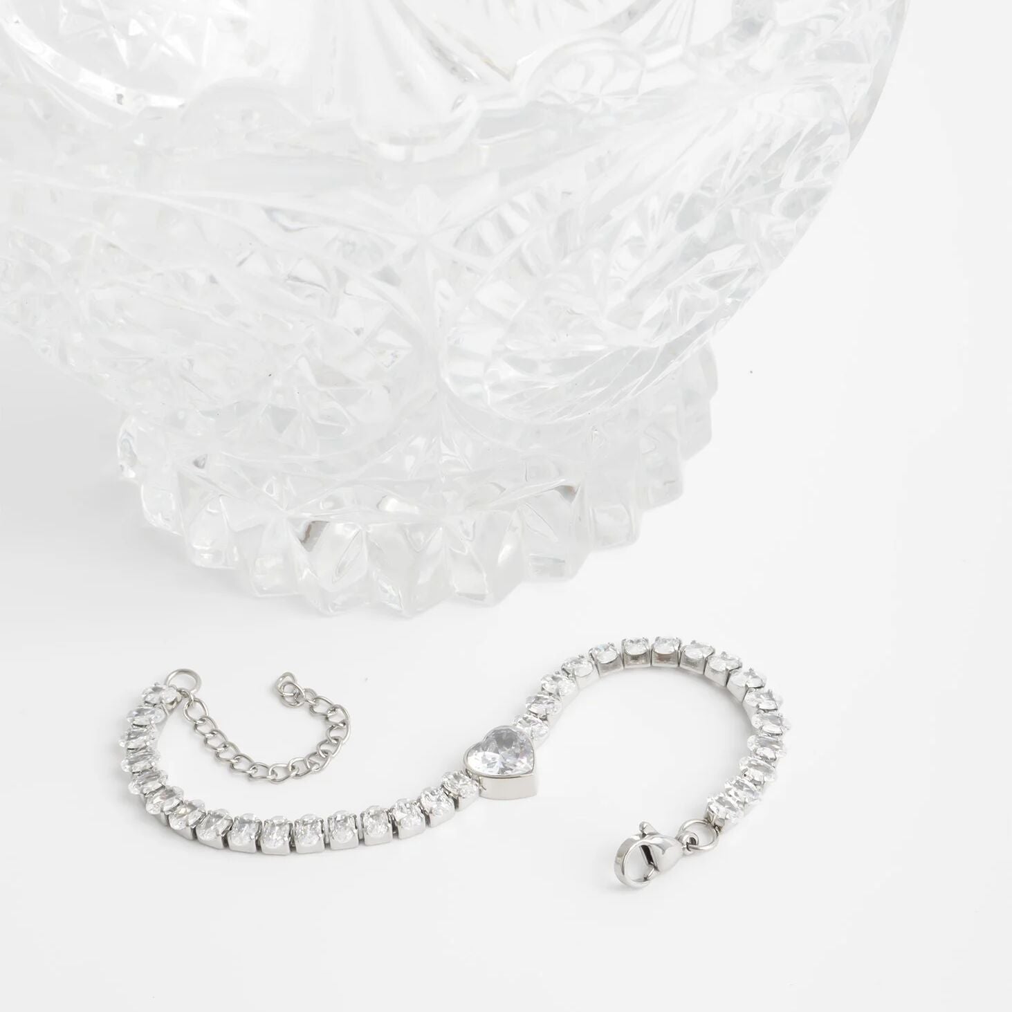 Gold Tennis Bracelet – Heart CZ Marquis Cut Stone | Stainless Steel Box Clasp - Bracelets | Sunflower Soul Boutique