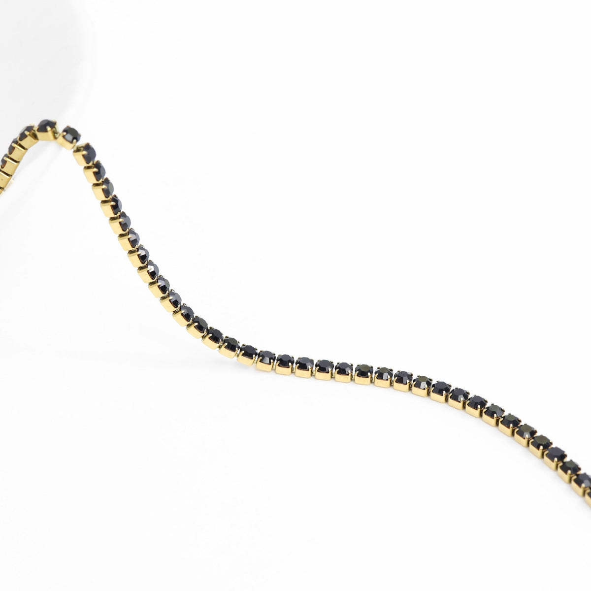 Gold Tennis Chain Bracelet – Adjustable 18K Gold Plated Stainless Steel With Jet Rhinestones - Bracelets | Sunflower Soul Boutique