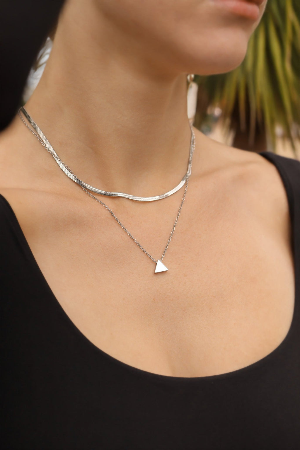Gold Triangle Pendant Necklace – Engravable Gold Pendant with Stainless Steel Jewelry