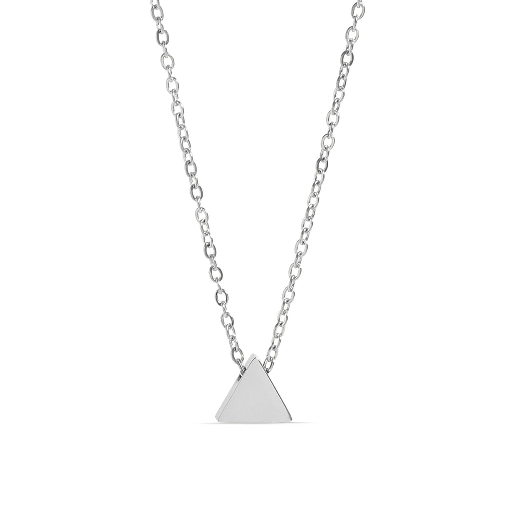 Gold Triangle Pendant Necklace – Engravable Gold Pendant with Stainless Steel Jewelry