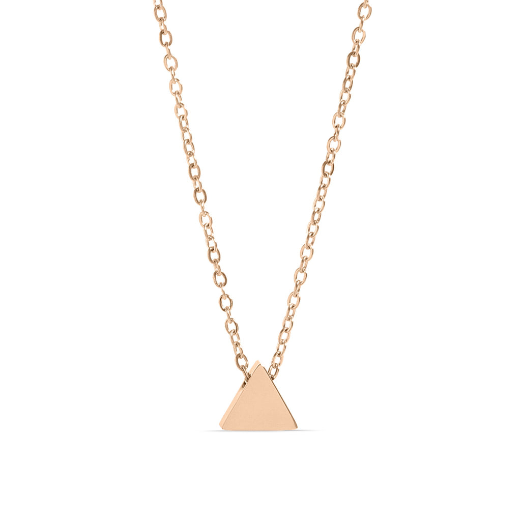 Gold Triangle Pendant Necklace – Engravable Gold Pendant with Stainless Steel Jewelry