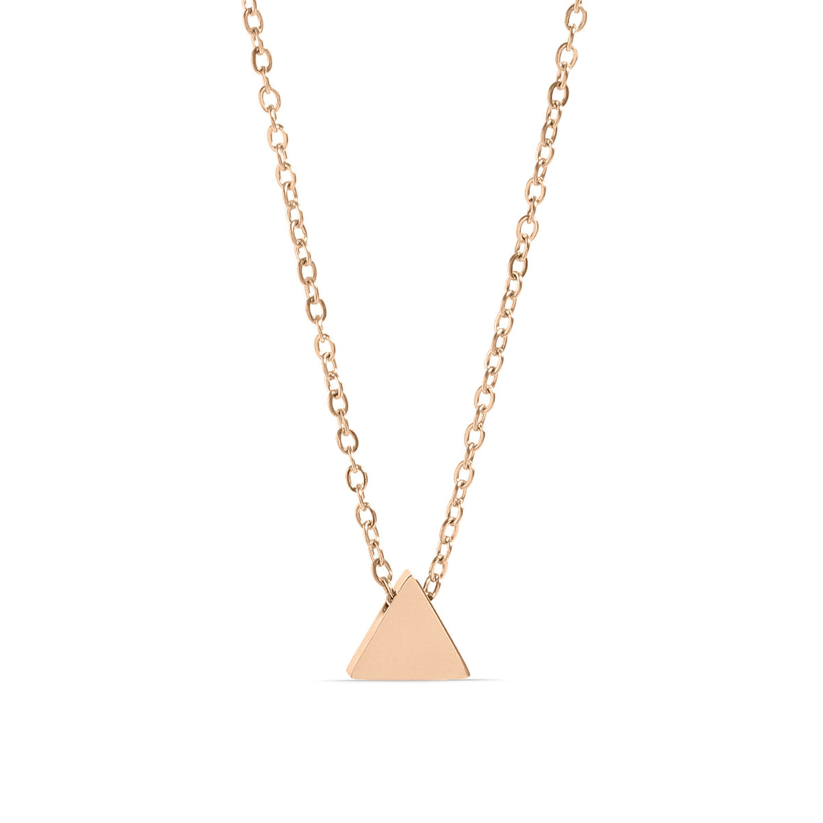 Gold Triangle Pendant Necklace – Engravable Gold Pendant with Stainless Steel Jewelry