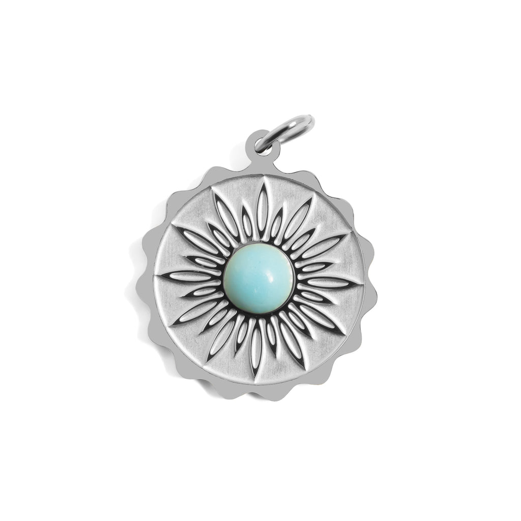 Gold Turquoise Pendant – 18K Gold Necklace | Waterproof Floral Charm - charm | Sunflower Soul Boutique