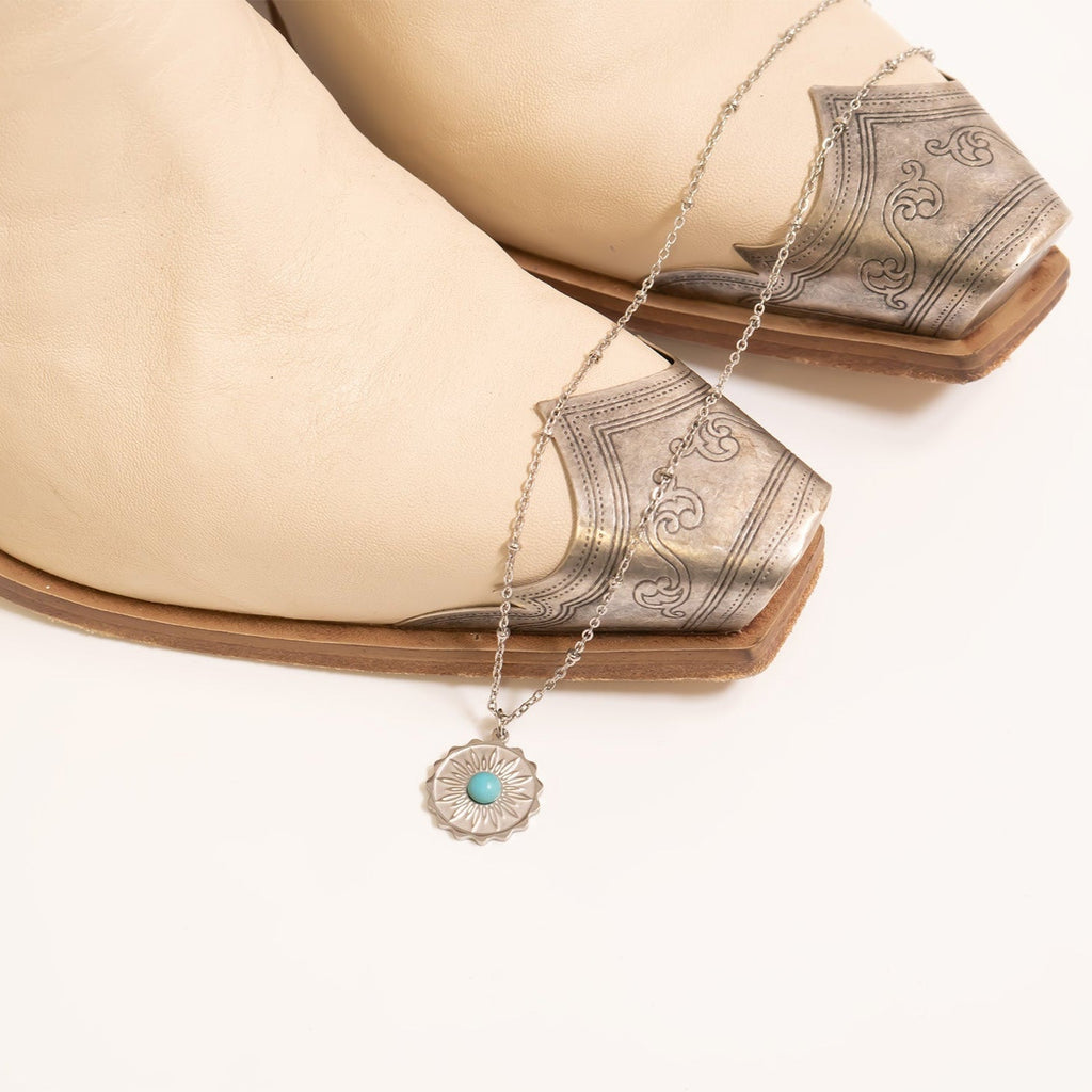 Gold Turquoise Pendant – 18K Gold Necklace | Waterproof Floral Charm - charm | Sunflower Soul Boutique