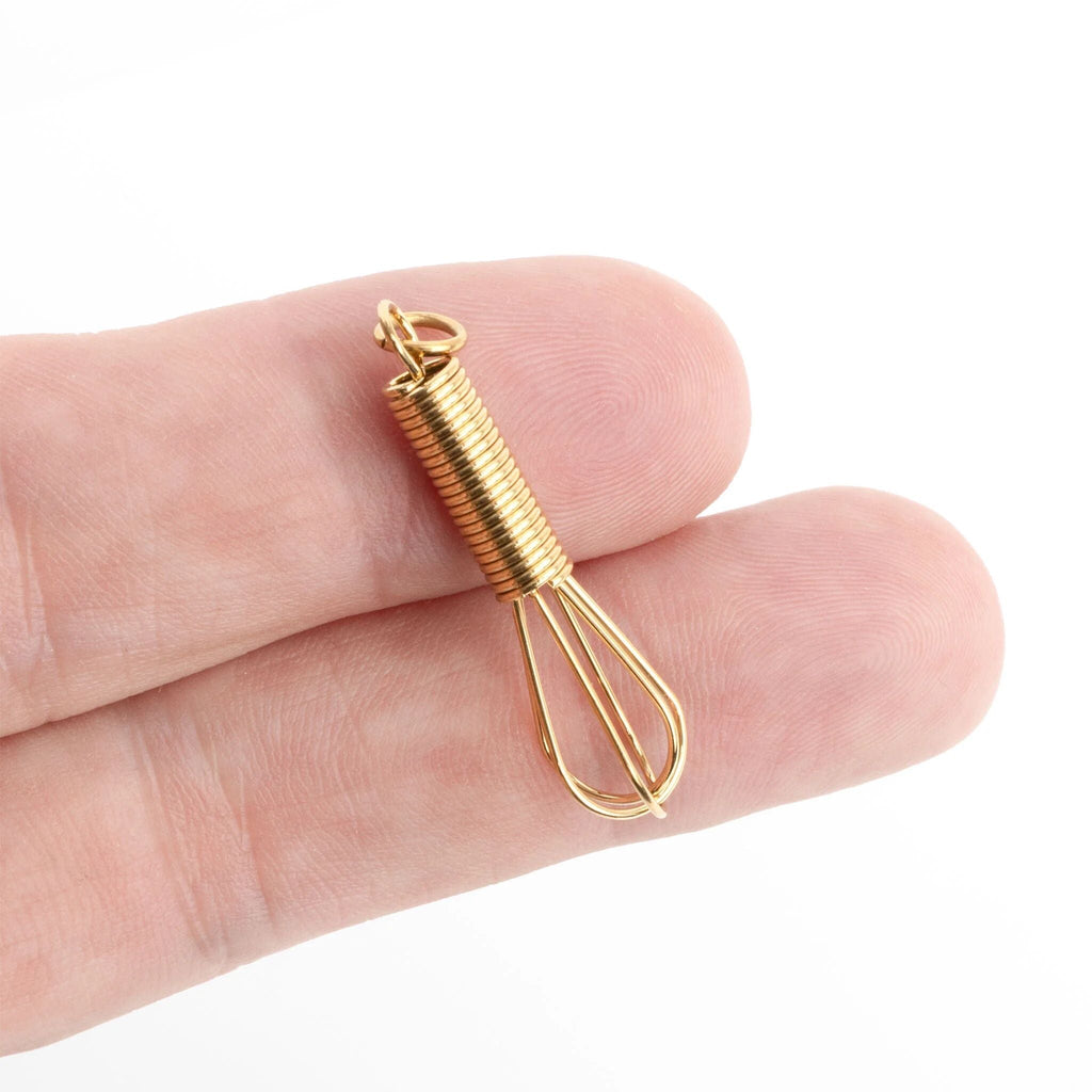 Gold Whisk Charm – 18K Gold Plating Stainless Steel Culinary Accessory Pendant - Charms | Sunflower Soul Boutique