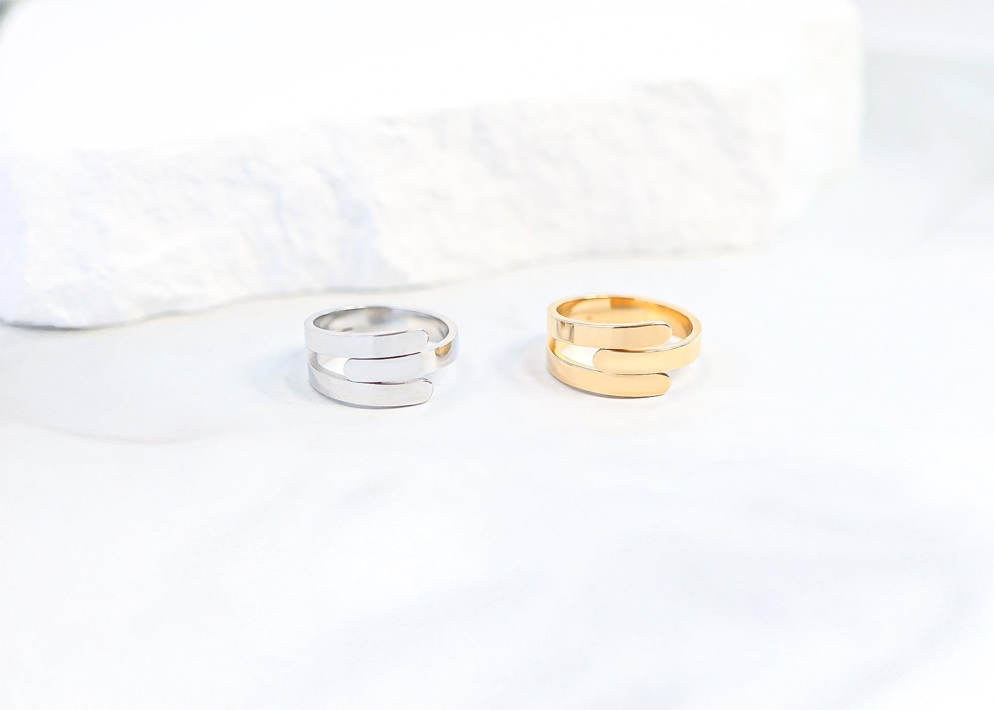 Gold Wrap Ring – Custom Engraved Name Stainless Steel 18K PVD Gift - Rings | Sunflower Soul Boutique