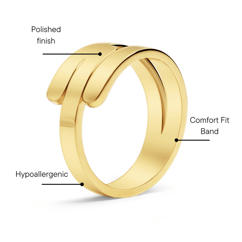 Gold Wrap Ring – Custom Engraved Name Stainless Steel 18K PVD Gift - Rings | Sunflower Soul Boutique