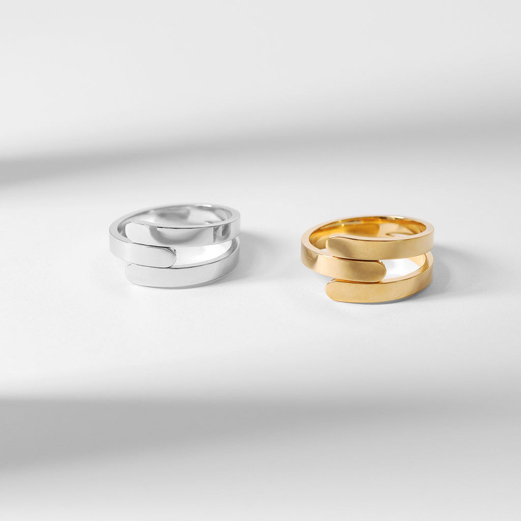 Gold Wrap Ring – Custom Engraved Name Stainless Steel 18K PVD Gift - Rings | Sunflower Soul Boutique