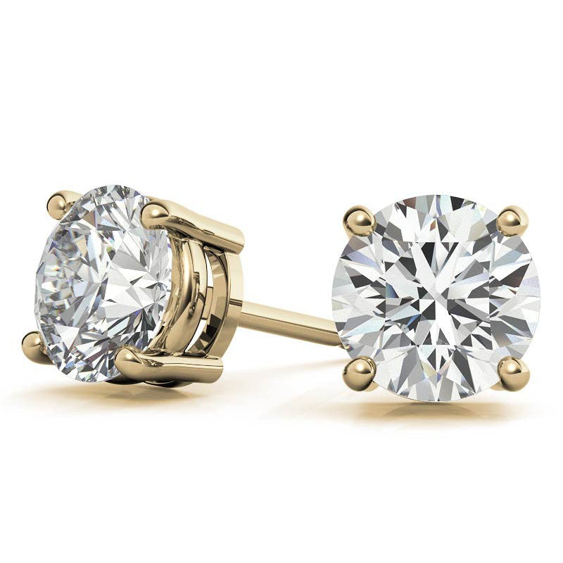Lab Grown Diamond Earrings – 1.5 Carat Round Studs | 14K Solid Gold Studs