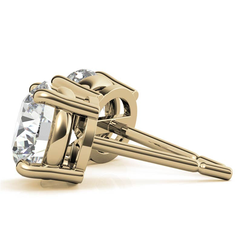 Lab Grown Diamond Earrings – 2 Carat Studs in 14K Gold | AGI Certified Sparkle