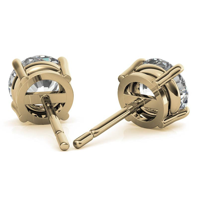 Lab Grown Diamond Earrings – 2 Carat Studs in 14K Gold | AGI Certified Sparkle