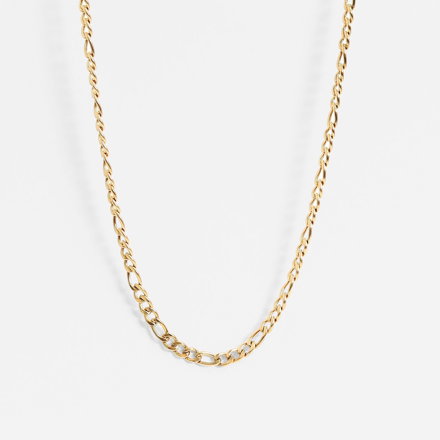 Figaro Chain Necklace – 18K Gold Jewelry | Tarnish Resistant, Waterproof Design