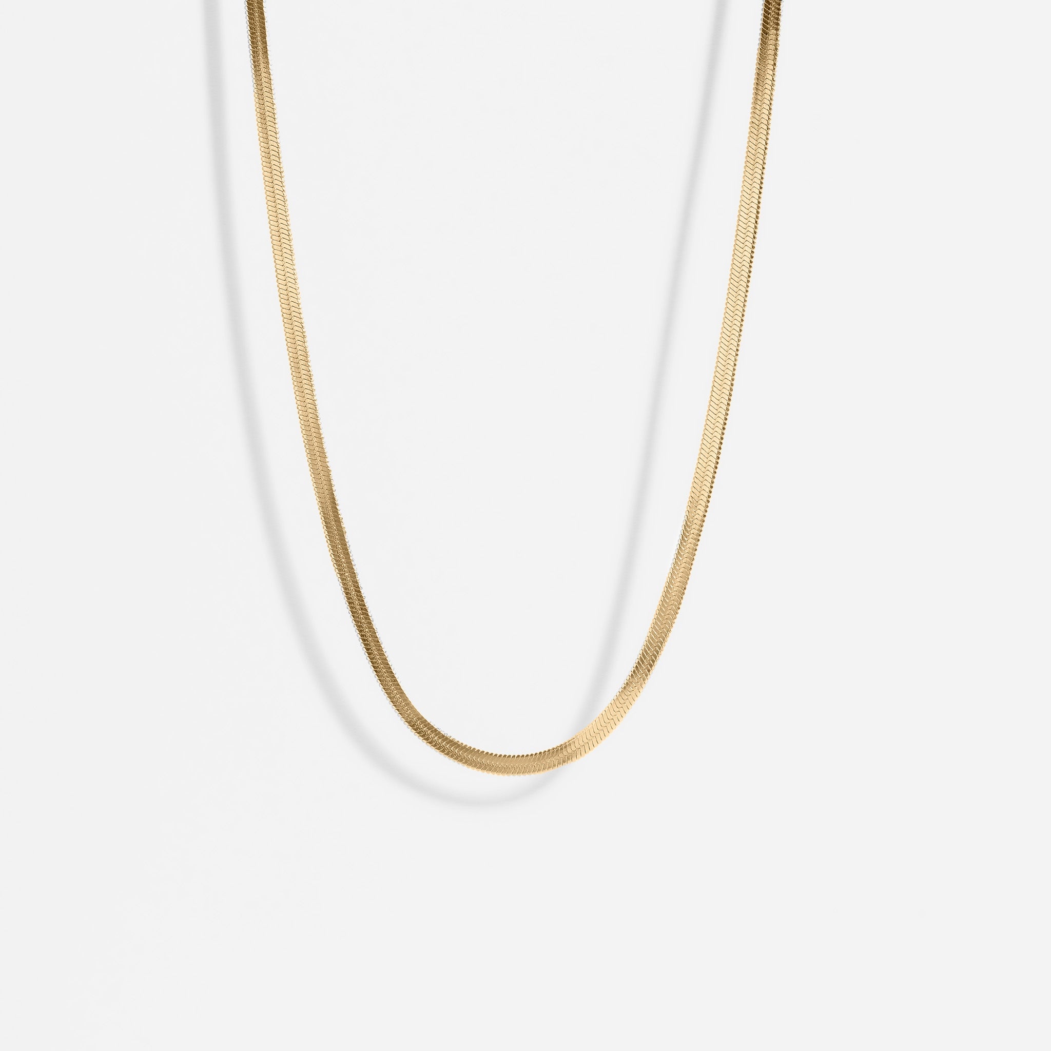 Herringbone Chain Necklace – 18K Gold Waterproof Flat Stainless Steel Jewelry