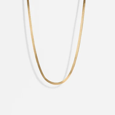 18K Gold PVD Stainless Steel Herringbone Chain Necklace