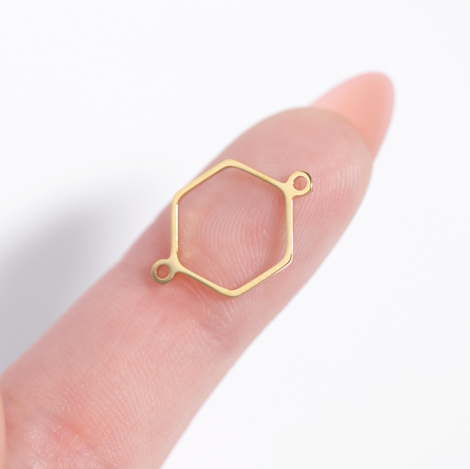 Hexagon Connector Charms – 18K Gold PVD Coated Stainless Steel Jewelry