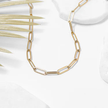 18K Gold PVD Stainless Steel Paperclip Chain Necklace