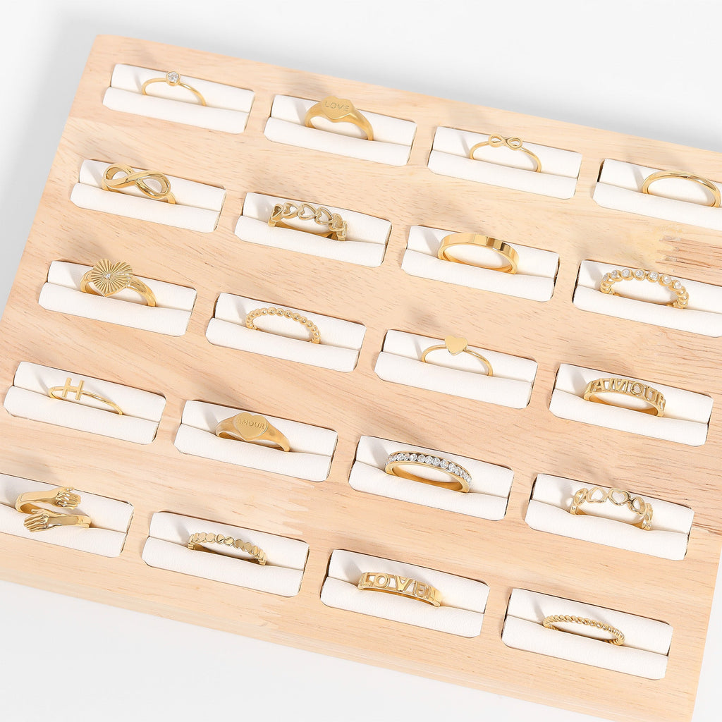 18K Gold Stacking Ring – Hypoallergenic Stainless Steel Love Symbol Jewelry