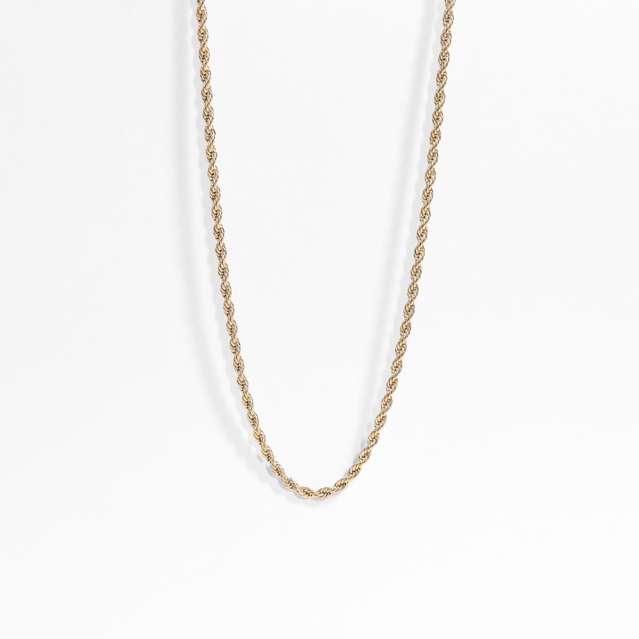 Gold Rope Chain Necklace – Lightweight 18K Stainless Steel Durable Jewelry