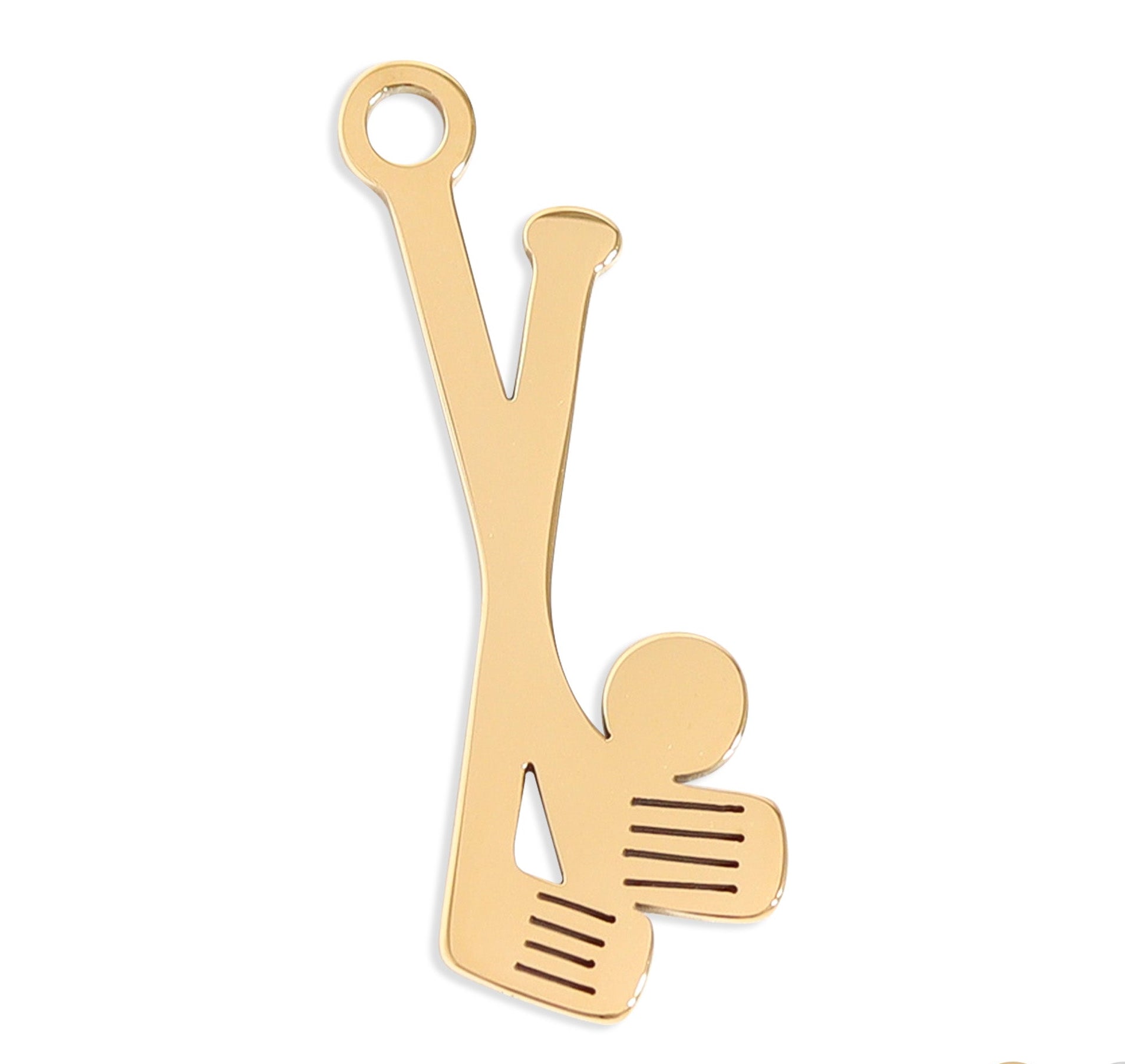 Gold Golf Club Charm – 18K Gold PVD Stainless Steel Sports Pendant Necklace