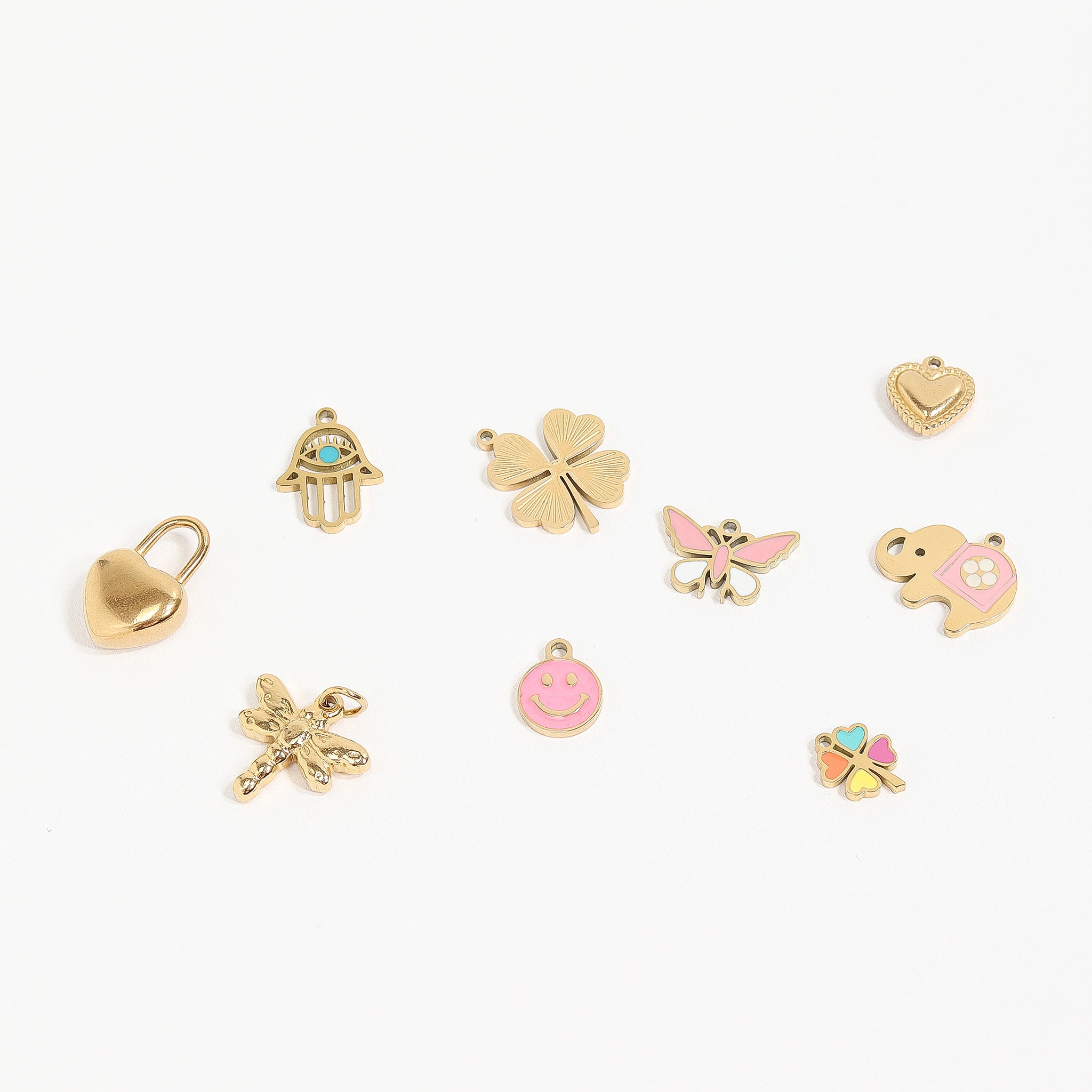 18K Gold Charm – Pink Smiley Face Pendant | PVD Coated Stainless Steel Jewelry