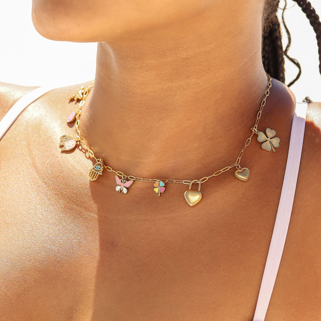 18K Gold Heart Charm Set – Hypoallergenic Stainless Steel Jewelry For Sensitive Skin