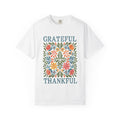 Grateful Thankful Tee - Cozy Fall T-Shirt With Floral Folk Art Design - T-Shirt | Sunflower Soul Boutique