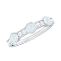 Half Eternity Ring – Moonstone & Diamond Bezel Setting | Lightweight Elegant Jewelry