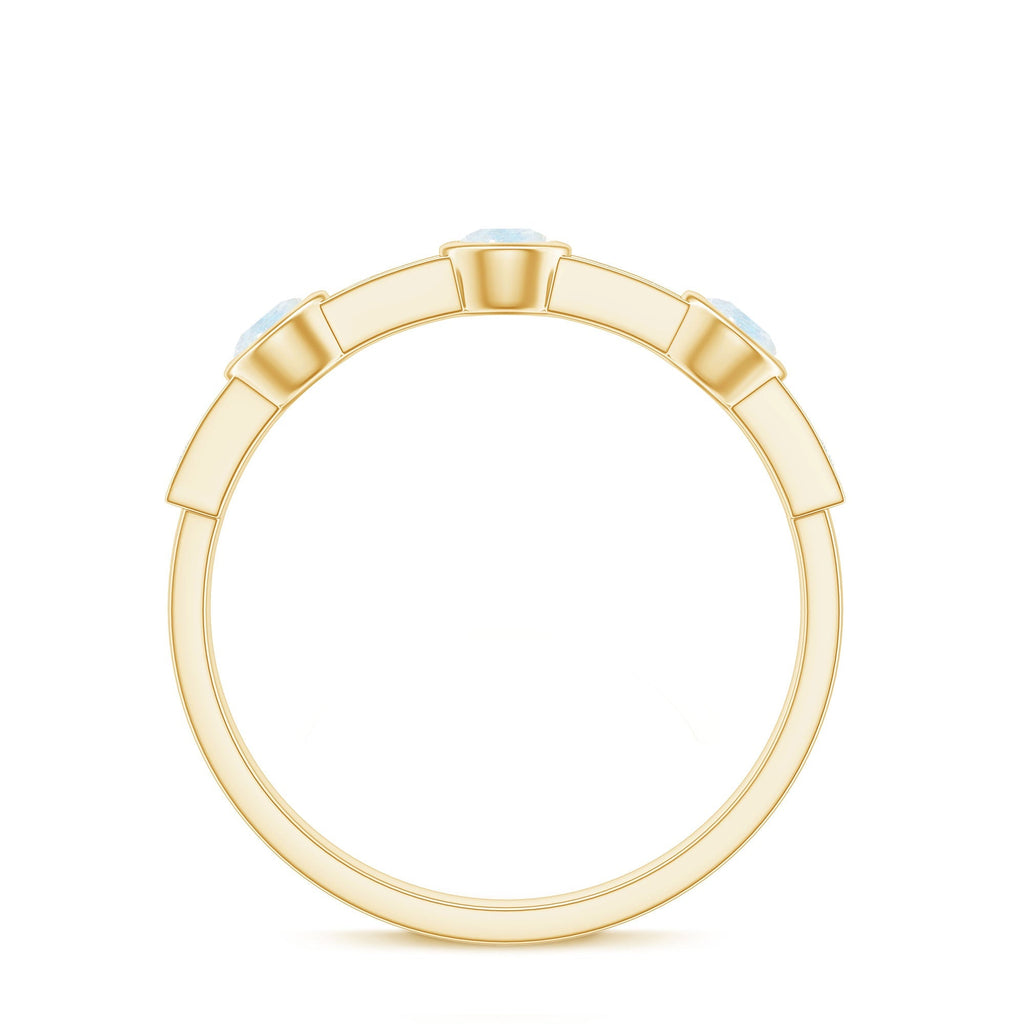 Half Eternity Ring – Moonstone & Diamond Bezel Setting | Lightweight Elegant Jewelry