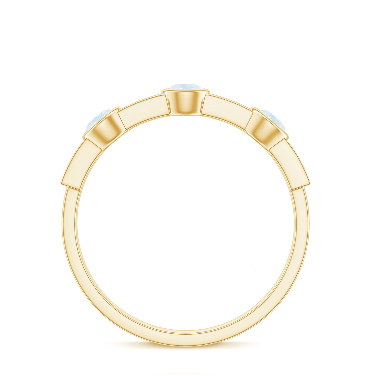 Half Eternity Ring – Moonstone & Diamond Bezel Setting | Lightweight Elegant Jewelry