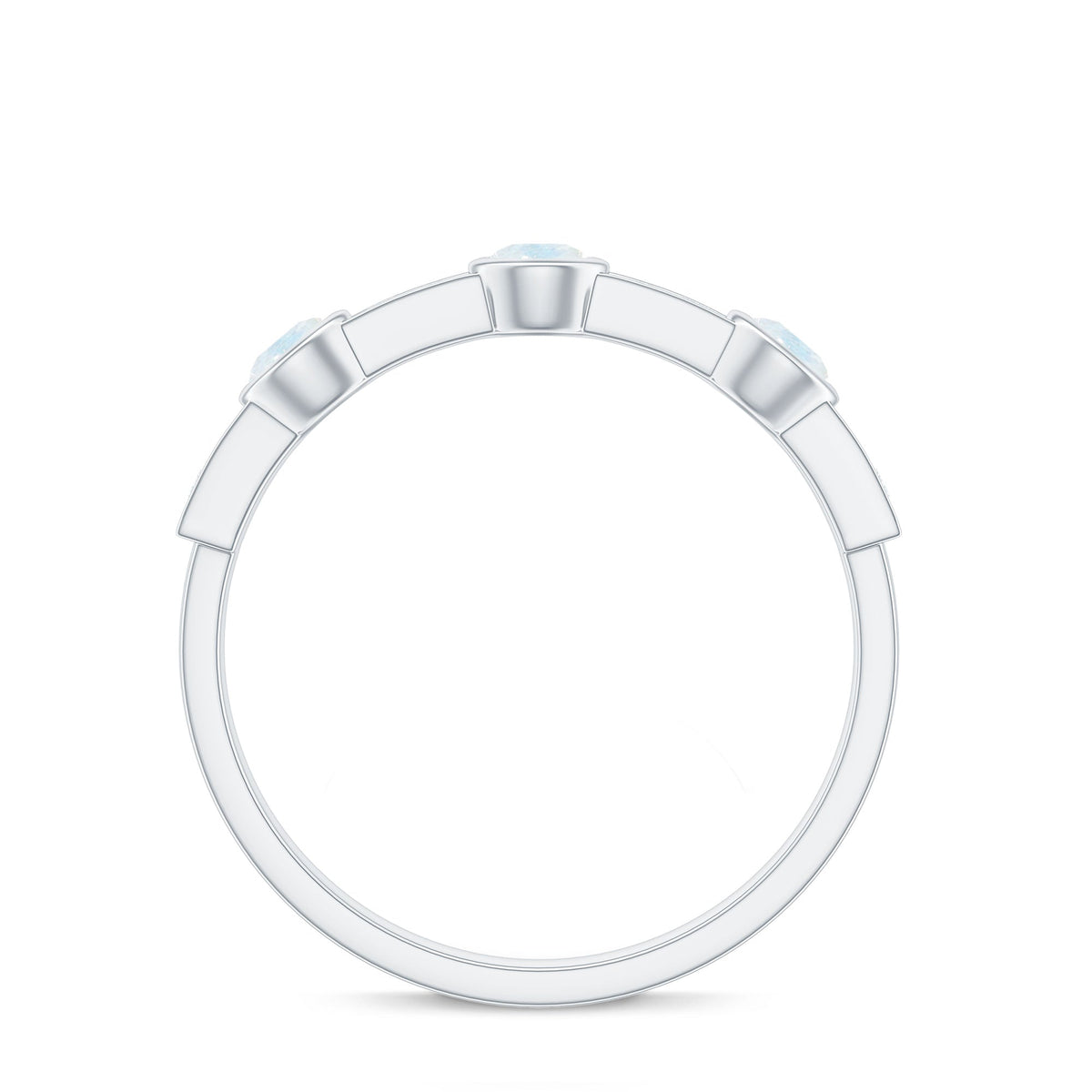 Half Eternity Ring – Moonstone & Diamond Bezel Setting | Lightweight Elegant Jewelry