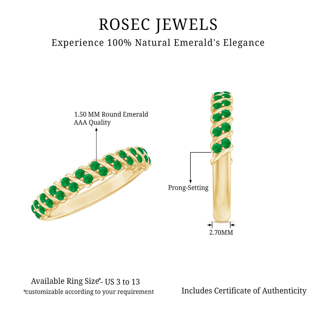 Half Eternity Wedding Band – Emerald Wedding Ring with AAA Quality Emeralds