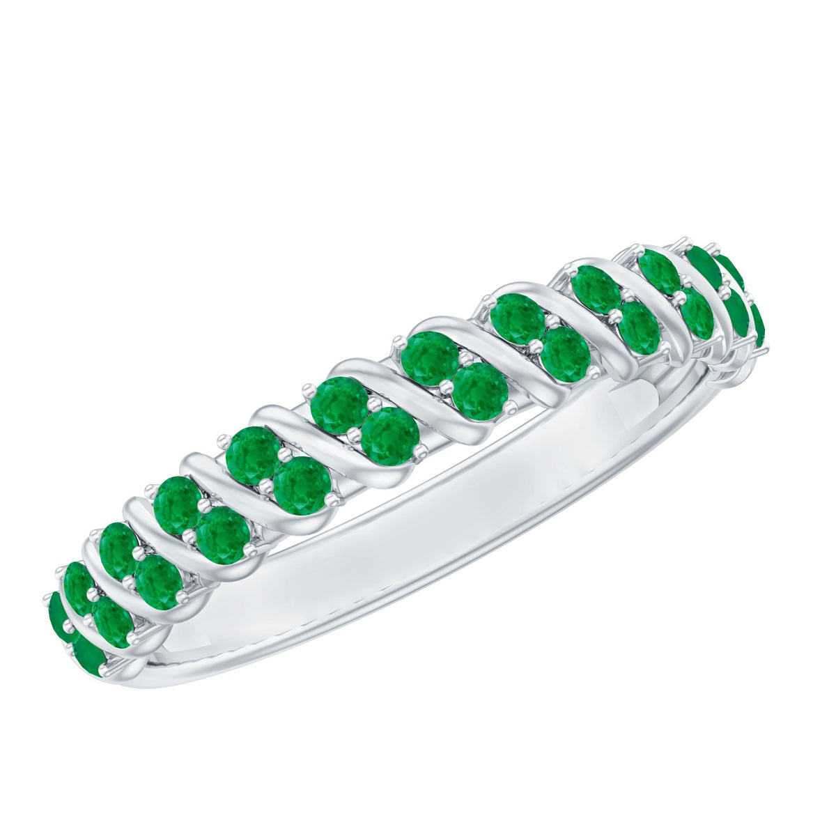 Half Eternity Wedding Band – Emerald Wedding Ring with AAA Quality Emeralds