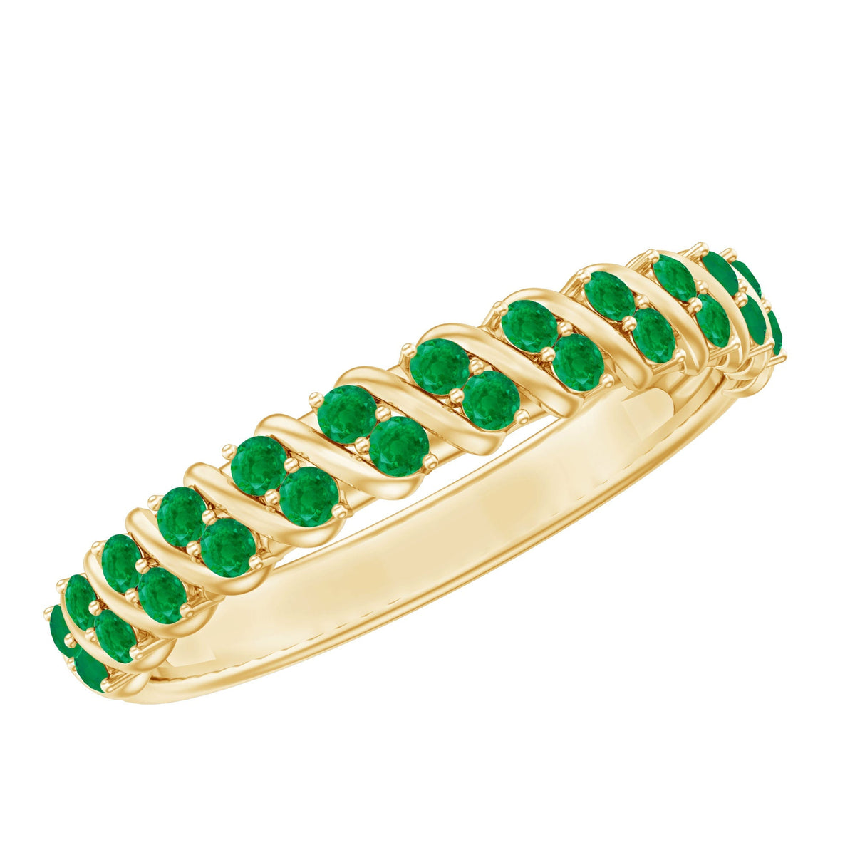 Half Eternity Wedding Band – Emerald Wedding Ring with AAA Quality Emeralds