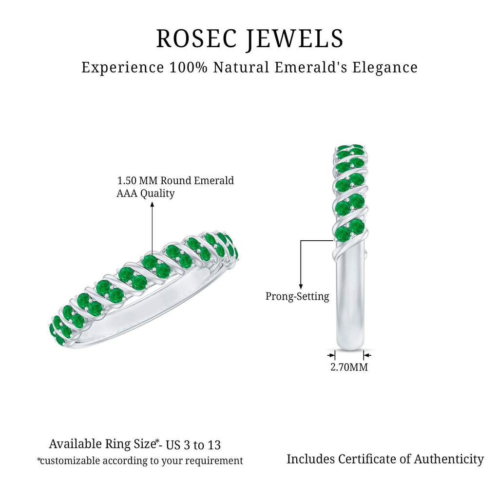 Half Eternity Wedding Band – Emerald Wedding Ring with AAA Quality Emeralds