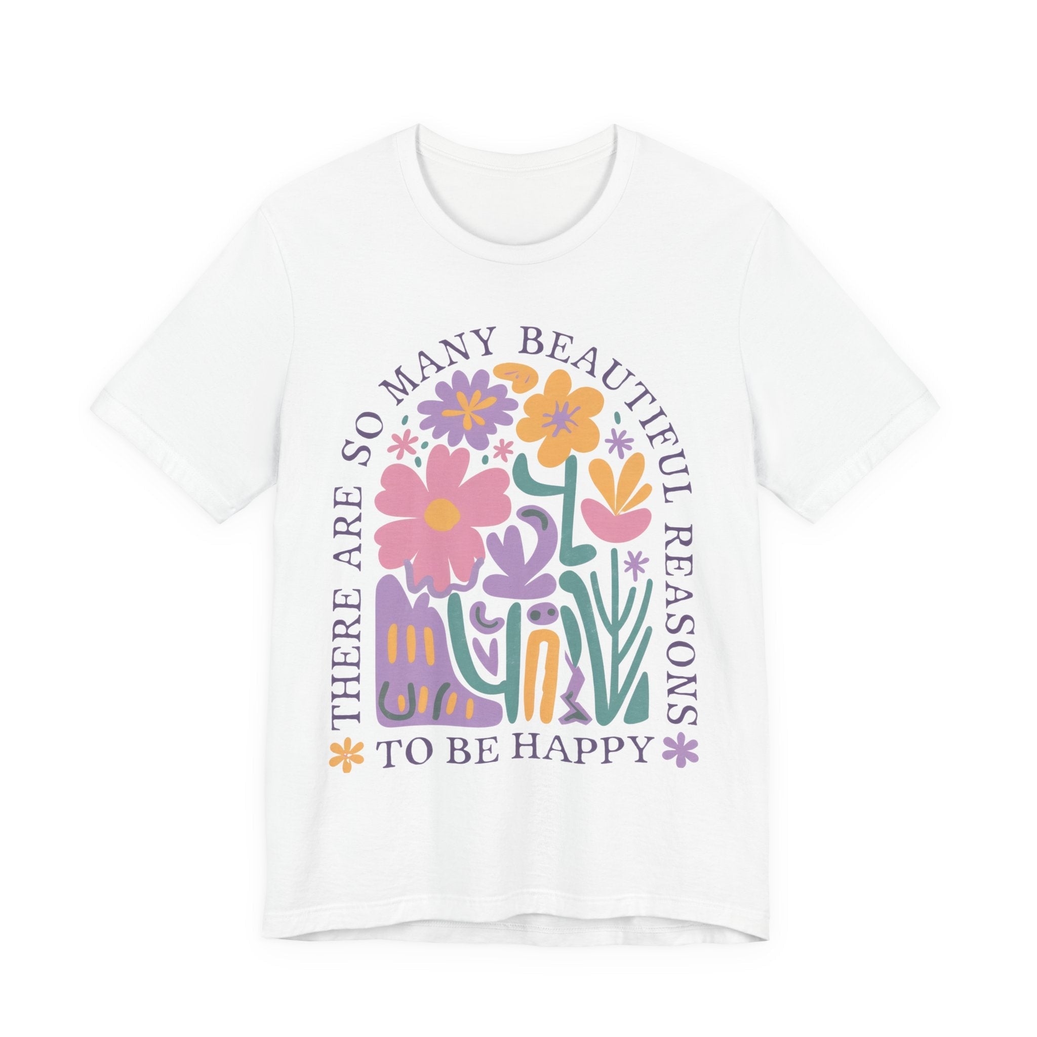 Happy Floral T-Shirt – Soft Cotton Tee | Uplifting Graphic Tee, Retro Floral Shirt - T-Shirt | Sunflower Soul Boutique