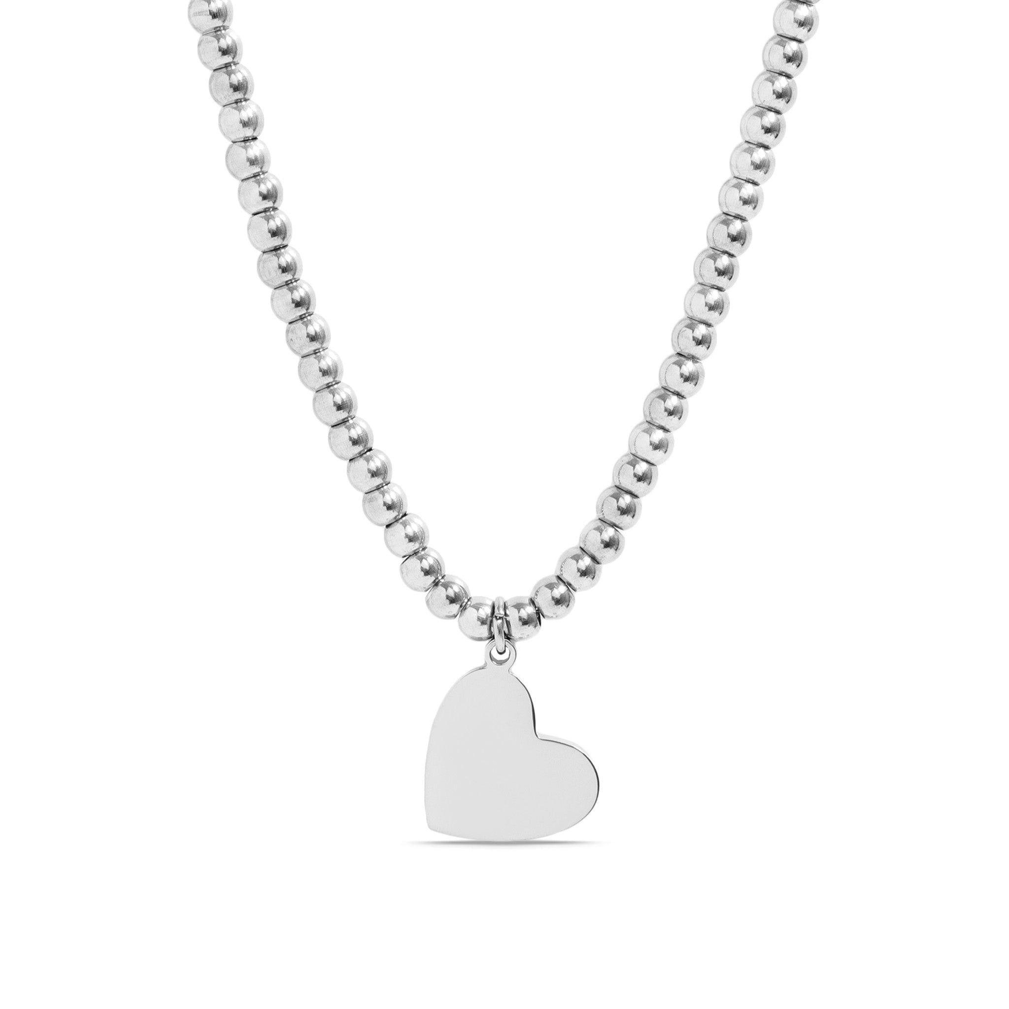Heart Beaded Necklace - 18K PVD Coated Stainless Steel Engraved Pendant Jewelry - Necklaces | Sunflower Soul Boutique