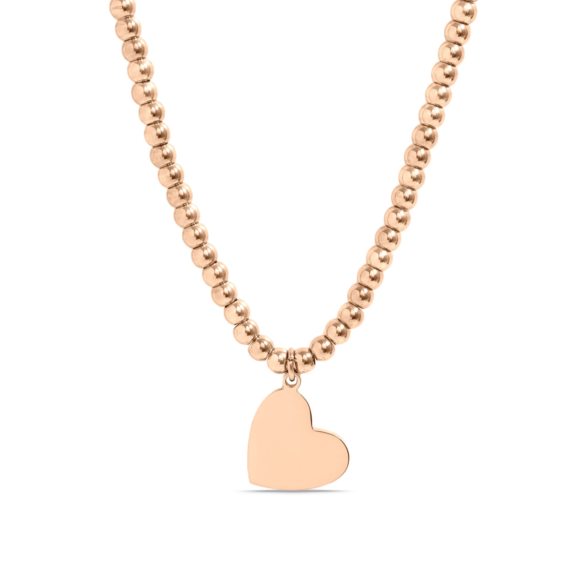 Heart Beaded Necklace - 18K PVD Coated Stainless Steel Engraved Pendant Jewelry - Necklaces | Sunflower Soul Boutique