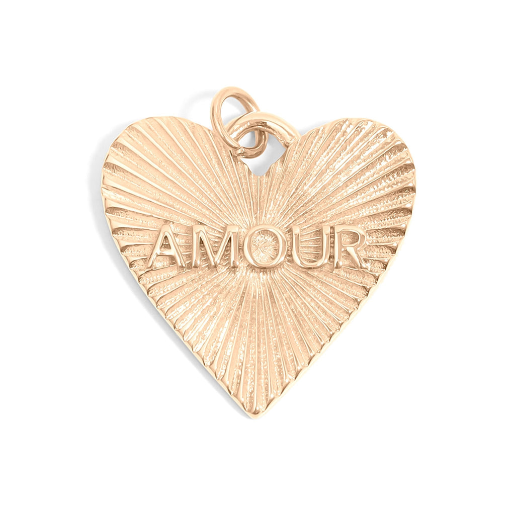 Heart Charm 18K Gold Sunburst Pendant – Love Engraved Stainless Steel Jewelry - charm | Sunflower Soul Boutique