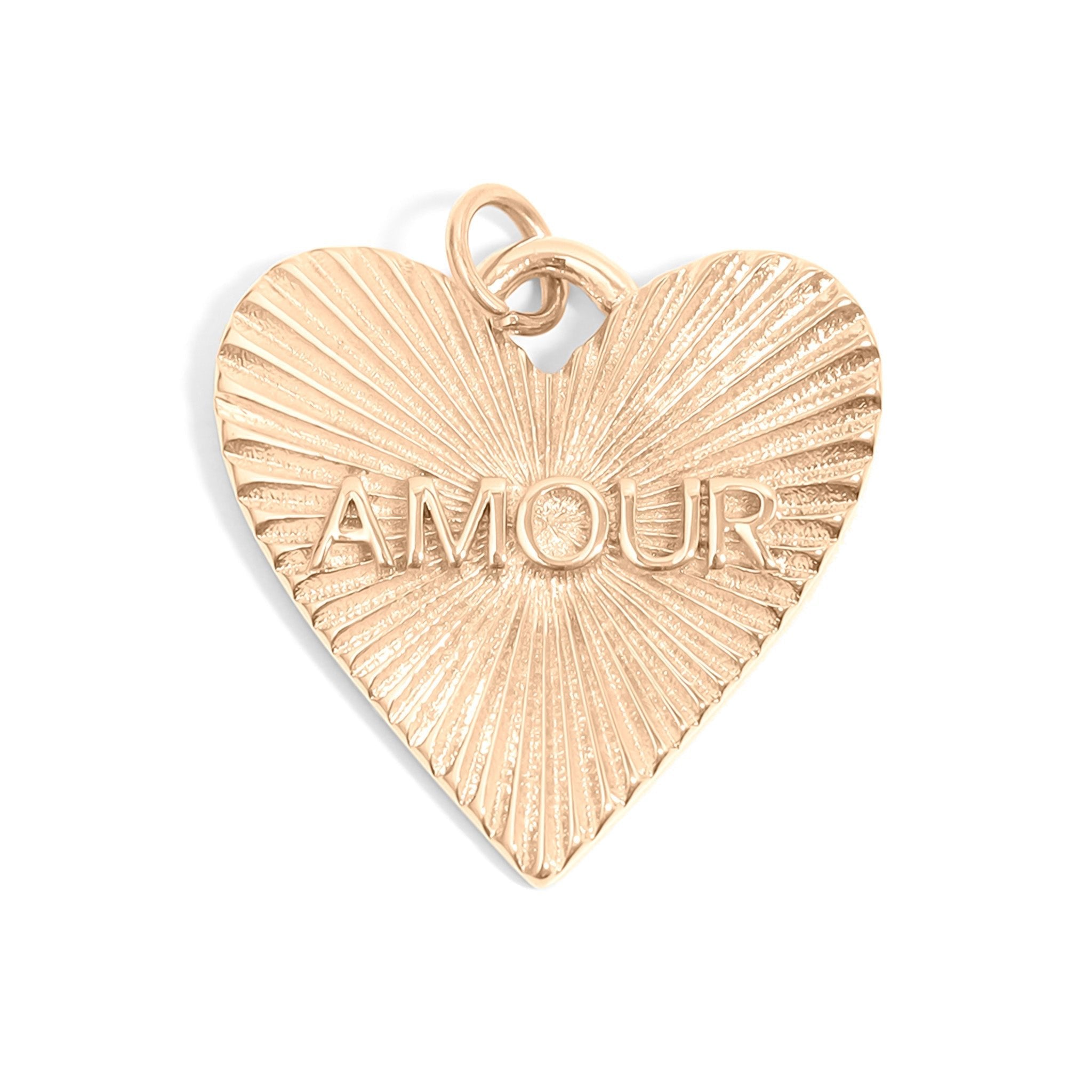Heart Charm 18K Gold Sunburst Pendant – Love Engraved Stainless Steel Jewelry - charm | Sunflower Soul Boutique