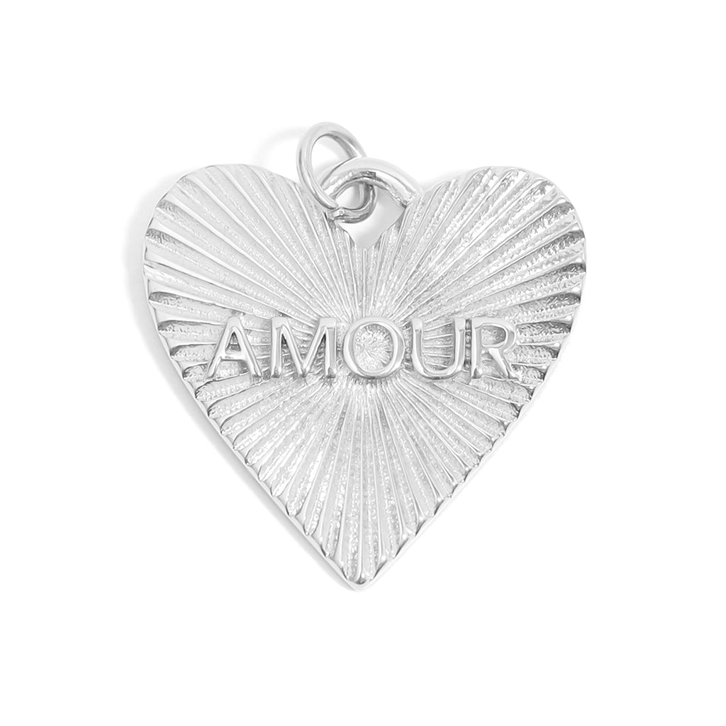 Heart Charm 18K Gold Sunburst Pendant – Love Engraved Stainless Steel Jewelry - charm | Sunflower Soul Boutique