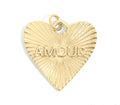 Heart Charm 18K Gold Sunburst Pendant – Love Engraved Stainless Steel Jewelry - charm | Sunflower Soul Boutique